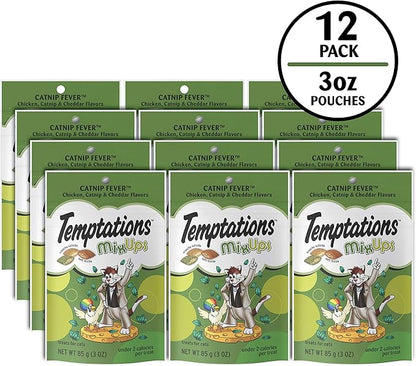 Temptations MixUps Crunchy and Soft Cat Treats, Catnip Fever Flavor, (12) 3 oz. Pouches