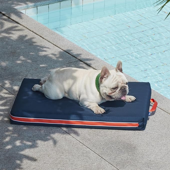 Bedsure Chewproof Durable Outdoor Waterproof Dog Bed with Heavy Duty Cover (30"x20", Navy