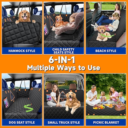 MDQ Dog Car Seat Cover for Pets 100% Waterproof Dog Car Hammock 600D Heavy