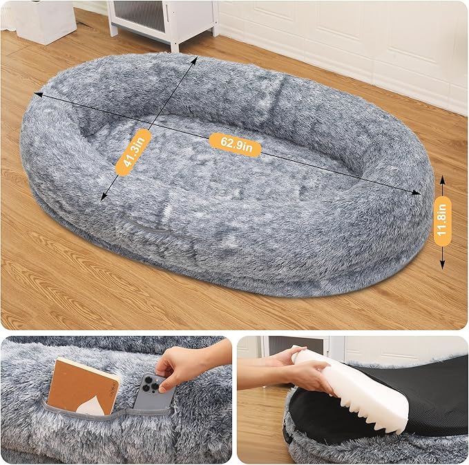 MAROUTE Large Dog Bed 63" Luxury 3D Memory