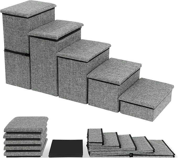 HOMBYS Foldable Dog Stairs for High Bed 21" H 5 Steps