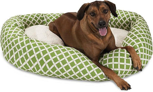 52 inch Sage Bamboo Sherpa Bagel Dog Bed