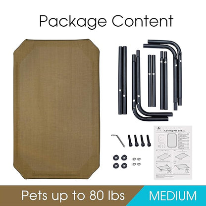 PHYEX Heavy Duty Steel-Framed Portable Elevated Pet Bed 43.5" L 25.5" W 7.8" H(M,