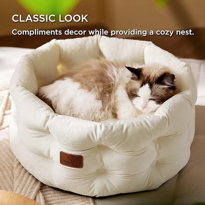 Bedsure Round Cat Beds for Indoor Cats 20x20x9inches, Soft
