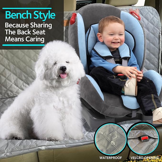 KULULU Dog Car Seat Cover for Back Seat 100% Waterproof (54" W 58" L))