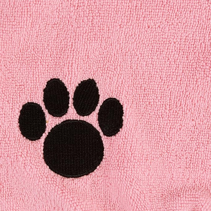 Bone Dry Pet Robe Collection Embroidered Absorbent Microfiber Bath Robe with Adjustable Closure