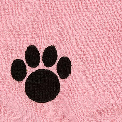 Bone Dry Pet Robe Collection Embroidered Absorbent Microfiber Bath Robe with Adjustable Closure