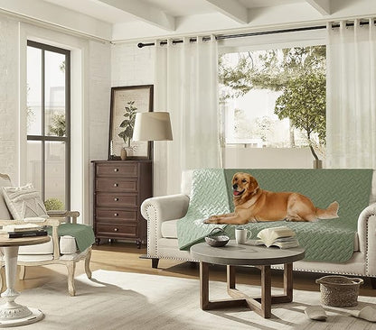 gogobunny 100% Double Sided Waterproof Dog Blanket Soft Pet Bed Cover Reversible Protect Furniture Couch Sofa Car for Puppy Cat Kids (Dark Green/Light Green 40x50 Inch 1))