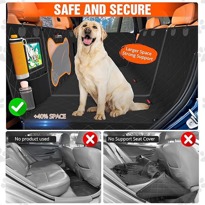 Pet Backseat Extender for Dogs 600D Fabric 500lbs, Waterproof,