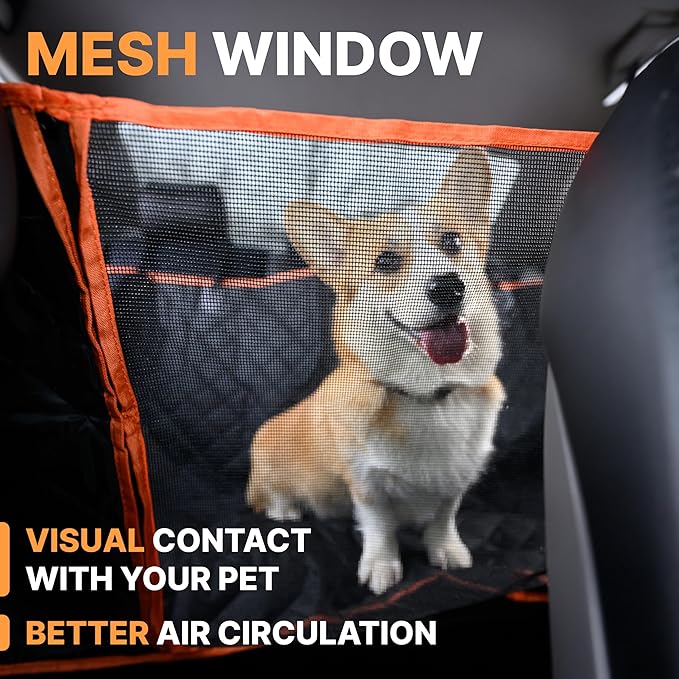 Dog Car Seat Cover for Back Seat with Mesh Window