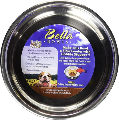 Loving Pets - Bella Bowls - Dog Food Water Bowl No Tip Stainless Steel Pet Bowl No Skid Spill Proof (Small, Merlot Red)