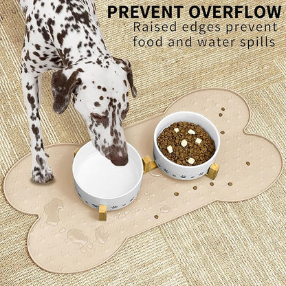 Dog Food Mat Anti-Slip Silicone Dog Bowl Mat Thicker Pet Placemat Waterproof Cat Feeder Pad with Raised Edge Puppy Kitten Feeding Mats Suitable Small Medium-Sized Dogs Cats Eating Tray