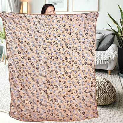 Dog Blankets for Large Dogs, 1 Pc Dog Blanket Washable 60" x 50", Fuzzy Soft Pet Mat Throw Cover for Kennel Crate Bed, Cute Paw Pattern, Cat Blanket, Blankets for Dogs, Pet Blanket