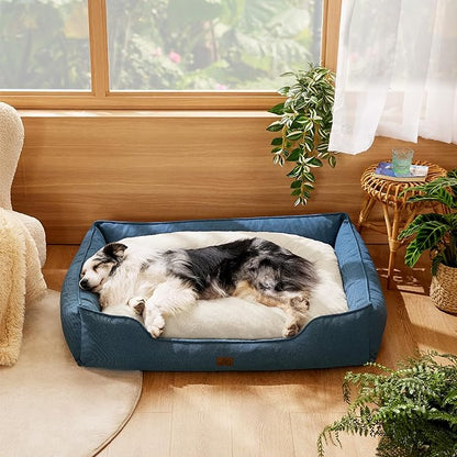 Bedsure Washable Dog Bed for Extra Large Dogs 42x30x10inches, Blue