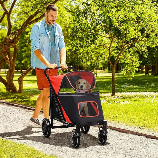 NicBex Dog Stroller One-Click Foldable Doggy Stroller Pet Stroller with Storage Smooth Ride with Shock Absorption