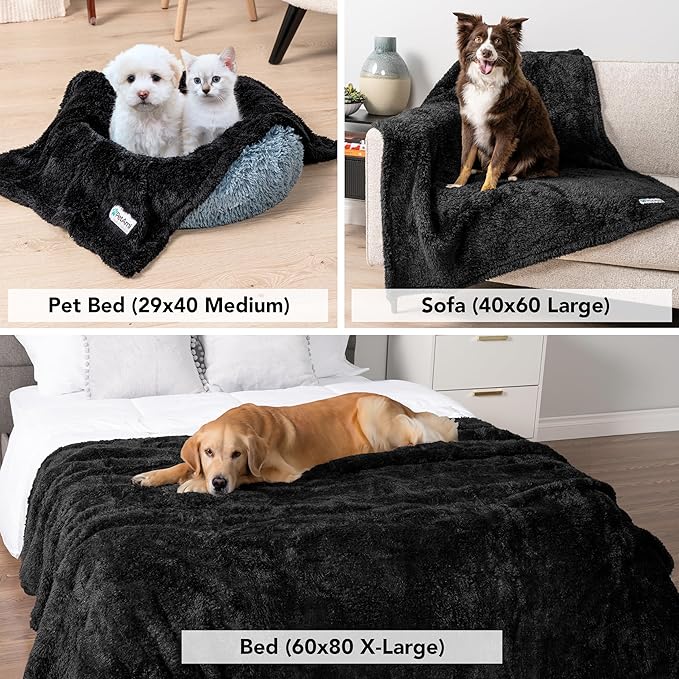 PetAmi Dog Blanket for Small Medium Dogs Black 29x40