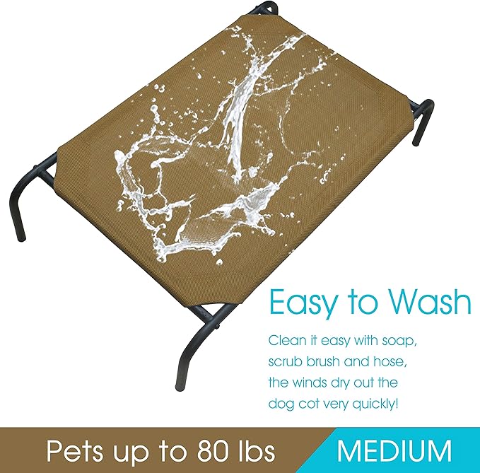 PHYEX Heavy Duty Steel-Framed Portable Elevated Pet Bed 43.5" L 25.5" W 7.8" H(M,