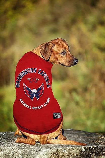 NHL Washington Capitals Tee Shirt for Dogs & Cats, X-Small. - Are You A Hockey Fan? Let Your Pet Be An NHL Fan Too!