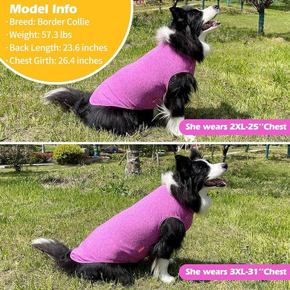 KYEESE 2 Pack Dog Shirts for Large Dogs Quick Dry Breathable Stretchy Sun Protection Dog T-Shirts with Reflective Label Tank Top Sleeveless Vest Dog Clothes 3XL