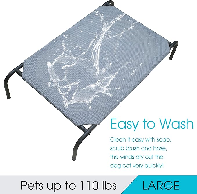 PHYEX Heavy Duty Steel-Framed Portable Elevated Pet Bed 50.5" L 30.5" W 7.8" H(L,
