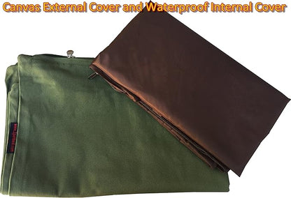 DIY Pet Bed Pillow Denim Cover + Waterproof Internal case for Dog/Cat at Medium 36"X29" Olive Green Color - Covers only