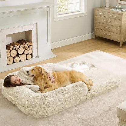 Bedsure Foldable Human Dog Bed for People Adults 2 in 1 Calming