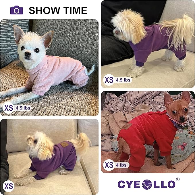 cyeollo Dog Pajamas Fleece Dog Pjs Jumpsuit Thermal Dog Onesie Girl Boy Stretchable Doggie Pet Coat Outfits for Dogs Cats Apparel