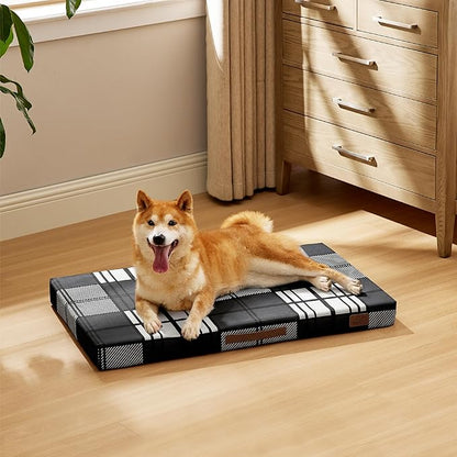 Bedsure Large Patterned Dog Bed for Large Dogs Cover(36"x27", Black)