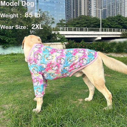 Dog Colorful Unicorn T Shirts Rainbow Pattern Printed Pet Shirt Softable Pajamas for Large Dog (XL,Colorful)