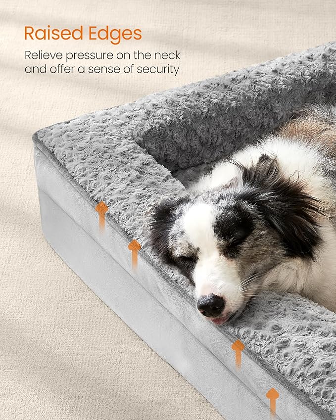 Feandrea Orthopaedic Dog Bed for Large Dogs 36 x 27 x 6.5 Inches, UPGW252G01