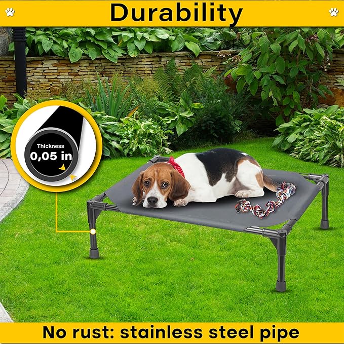 Elevated Dog Bed Raised Dog Bed Cot Bed Small Medium Large Dogs Outdoor Cooling Dog Bed Pet Cat Bed Breathable Mesh Washable (Medium 32''L x 25''W)