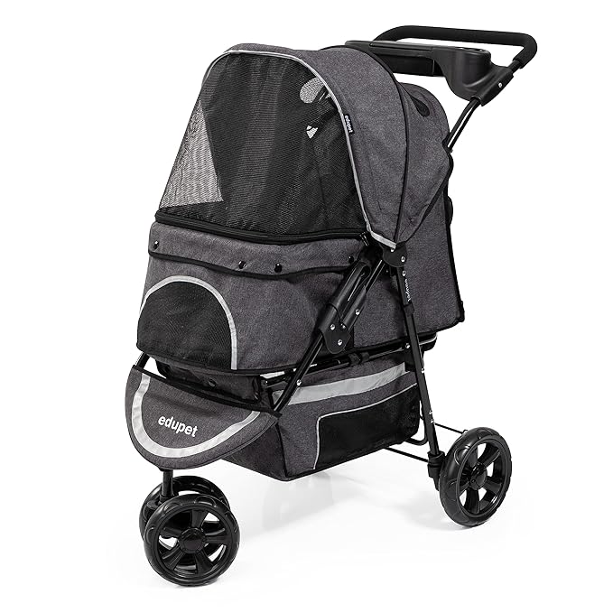 Pet Stroller: Grey & Black 55 lb 4 Swivel