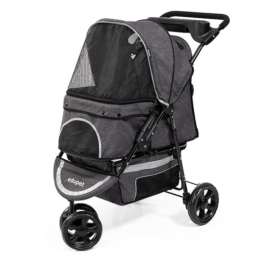 Pet Stroller: Grey & Black 55 lb 4 Swivel