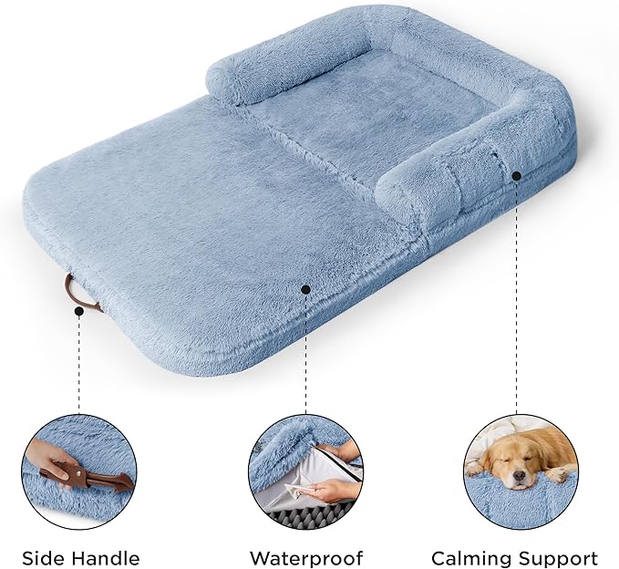 Bedsure Foldable Human Dog Bed for People Adults 2 in 1 Calming