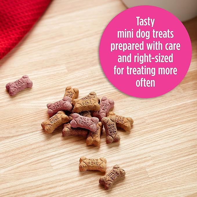 Milk-Bone Mini's Flavor Snacks Dog Treats, 15 Ounce (Pack of 6) Crunchy Texture Helps Reduce Tartar