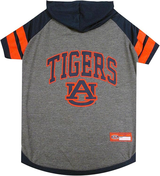 NCAA Auburn Tigers Hoodie for Dogs & Cats, Small Collegiate Licensed Dog Hoody Tee Shirt. Sports Hoody T-Shirt for Pets. College Sporty Dog Hoodie Shirt.