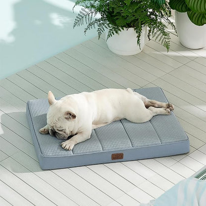 Bedsure Cooling Gel Foam Dog Bed for Large Dogs Cover(24"x16", Blue)