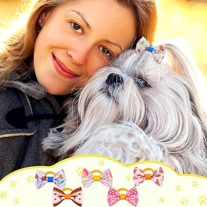 Puppy Small Dogs Hair Barrettes Bows with Rhinestone Tiny Birthda,30 Pairs