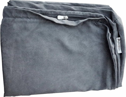 Dogbed4less 37X27X4 Inches Medium Large Size : Suede Fabric External Replacement Cover in Gray Color with Zipper Liner for Dog Pet Bed Pillow or pad - Replacement Cover only