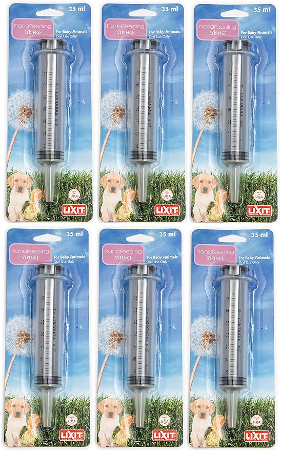 Lixit Hand Feeding Syringes for Puppies, Kittens, Rabbits and Other Baby Animals (35ML Pack of 6)