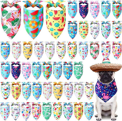 Sweetude 50 Pieces Hawaiian Dog Bandanas Summer Bandanas