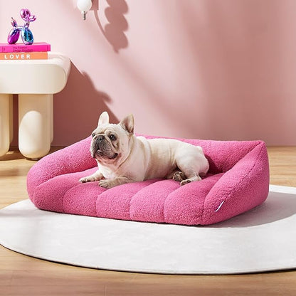 Lesure Orthopedic Dog Bed Sofa for Medium Dogs Foam(28" x 23" x 10", Pink)