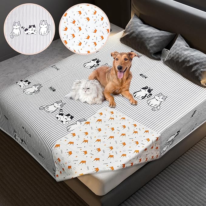 Waterproof Dog Bed Cover, Reversible Bed Cover for Dogs with Lint Roller, Cute Pattern Design Pet Bed Cover (82“*82”)