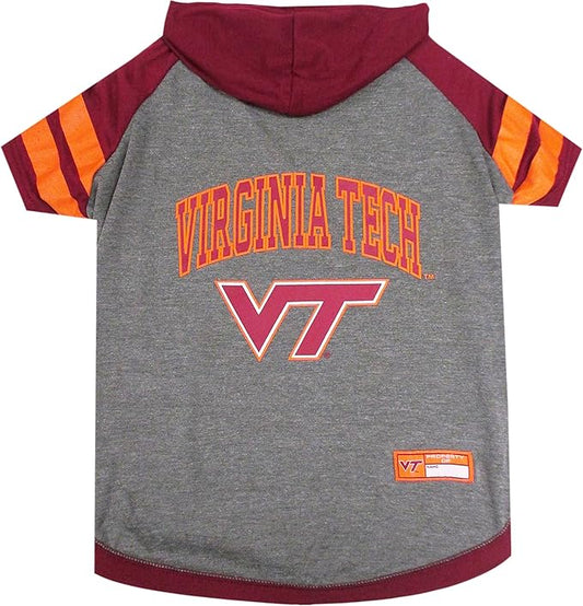 NCAA Virginia TECH Hokies Hoodie for Dogs & Cats, Medium Collegiate Licensed Dog Hoody Tee Shirt. Sports Hoody T-Shirt for Pets. College Sporty Dog Hoodie Shirt.