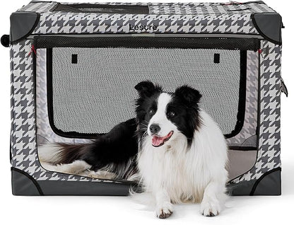 Lesure Cute Soft Collapsible Dog Crate 36 Inch 4-Door Foldable