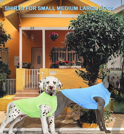 Dog Lightweight Shirts,Solid Cool T-Shirt,Large Dog Shirt,Sleeveless Blank Clothes,Summer Costumes,2 Pack,L Blue Green