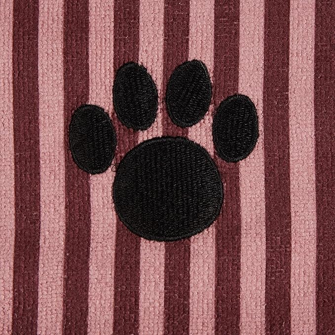 Bone Dry Pet Grooming Towel Collection Absorbent Microfiber X-Large, 41x23.5", Striped Cranberry