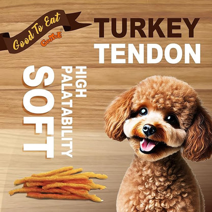 Gootoe Soft Turkey Tendon Dog Treats – 100% USA-Sourced, Natural Snack, Premium Training Chews, Hypoallergenic, Reseal Value Bags, Ideal for Small & Senior Dogs, Soft Strip with Pumpkin 3oz/Pack