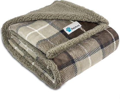 PetAmi WATERPROOF Dog Blanket For Bed 80x60 Plaid