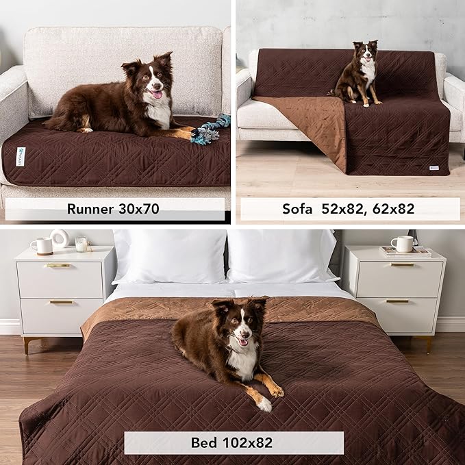 PetAmi Waterproof Couch Cover for Dogs 30x70 Brown